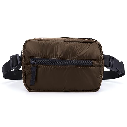 Fiorky Damen-Gürteltasche aus Nylon, multifunktionale, mit Baumwolle gepolsterte Hüfttasche, einfacher Verstellbarer Riemen, Outdoor-Wander-Lauftasche (Kaffee) von Fiorky