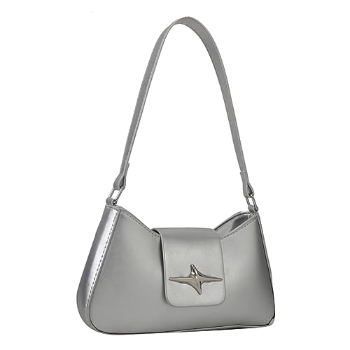 Fiorky Damen-Handtasche, PU-Leder, Pailletten, Y2K, Outdoor-Freizeittasche, Damen-Umhängetasche mit Reißverschluss for Damen (Silber) von Fiorky