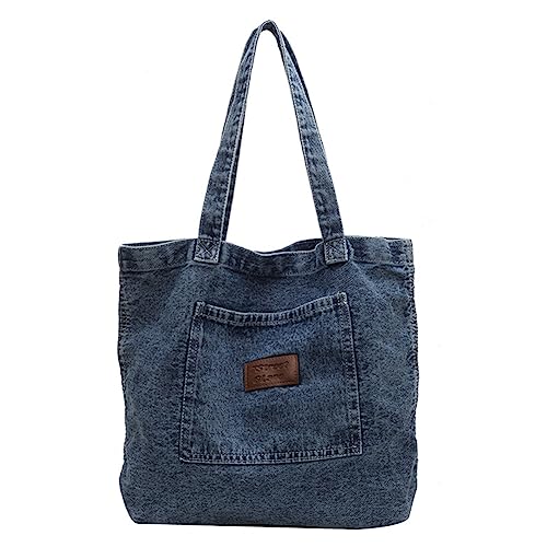 Fiorky Damen-Jeans-Tragetasche, lässige Umhängetasche, klassische Retro-Reise-Shopper-Schultertasche für Büroreisen von Fiorky