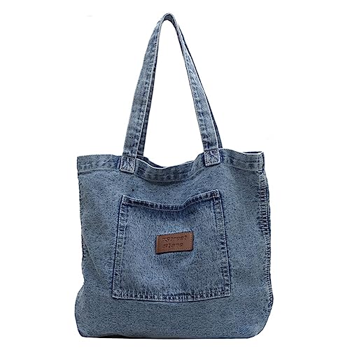 Fiorky Damen-Jeans-Tragetasche, lässige Umhängetasche, klassische Retro-Reise-Shopper-Schultertasche für Büroreisen von Fiorky