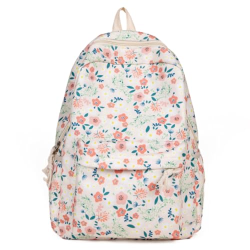 Fiorky Damen-Rucksack, lässig, multifunktional, großes Fassungsvermögen, Blumenmuster, Schüler-Schultasche, mehrere Taschen, trendiger Teenager-Tagesrucksack, verstellbarer Riemen, Pendler-R von Fiorky