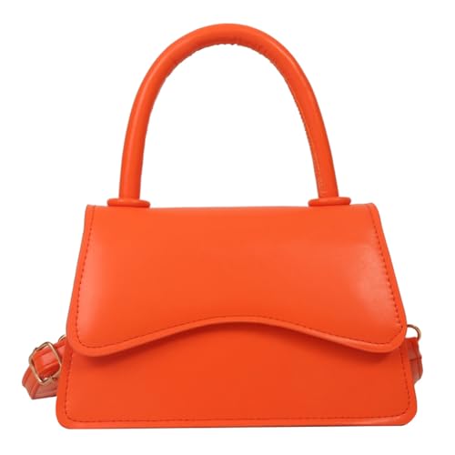 Fiorky Damen-Schultertasche, PU-Leder, Abendtasche mit Klappe, All-Match-Hobo-Schultertasche, modische Tragetasche, tägliche Dating-Geldbörse (Orange) von Fiorky