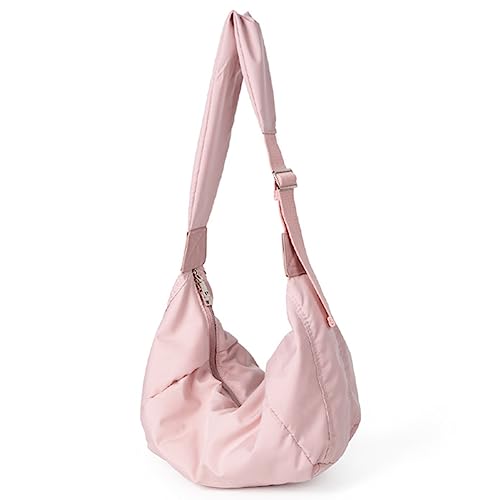 Fiorky Damen-Umhängetasche, lässig, Nylon-Knödeltasche, modische Reisetasche, vielseitig, solide, verstellbare Schultergurte, Damen-Tragetasche, Arbeitstasche (Rosa) von Fiorky