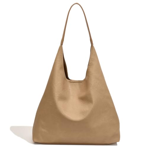 Fiorky Damen-Umhängetasche, modisch, großes Fassungsvermögen, Freizeit-Tragetasche, einfarbig, Vintage-Tragetasche, einfache Tasche mit passendem Clutch-Set (Beige) von Fiorky