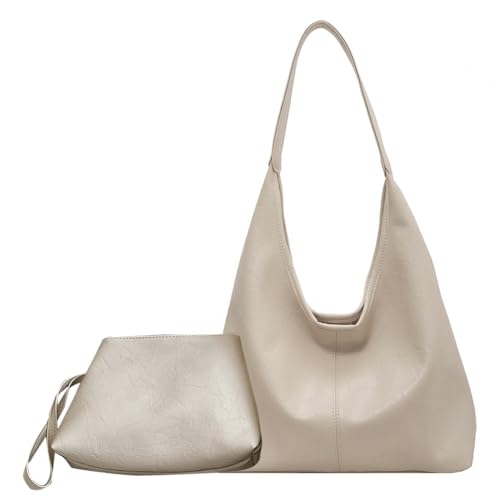 Fiorky Damen-Umhängetasche aus Leder, vielseitige Hobo-Tasche und Clutch, lässiges 2-teiliges Set aus Umhängetasche und Handtasche, Satchel-Hobo-Tasche, Einkaufstasche von Fiorky