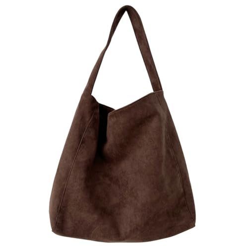 Fiorky Damen-Unterarmtasche, stilvoller Tweed-Stoff, großes Fassungsvermögen, Umhängetasche, modische Retro-Klassik-Geldbörse for den täglichen Gebrauch im Büro, einfarbige Handtasche (Kaffe von Fiorky