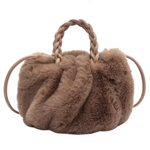 Fiorky Flauschige Tragetasche, Kawaii-Handtasche aus weichem Plüsch, for Damen, elegante Umhängetasche, einfarbig, flauschige Umhängetaschen, kleine Umhängetaschen, kleine Reisetasche von Fiorky