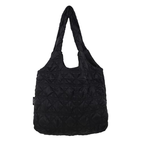 Fiorky Frauen Puffer Tote Bag Casual Gesteppte Tote Vielseitige Gepolsterte Umhängetasche Wolke Plissee Tasche Reise Shopper Tasche, Schwarz , 350.00x310.00x120.00mm/13.78x12.2x4.72inch von Fiorky