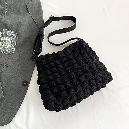 Fiorky Große Kapazität, leichte Achseltasche, Trendiger Verstellbarer Riemen, Damen, solide Unterarmtasche, tägliche Dating-Tasche (schwarz) von Fiorky