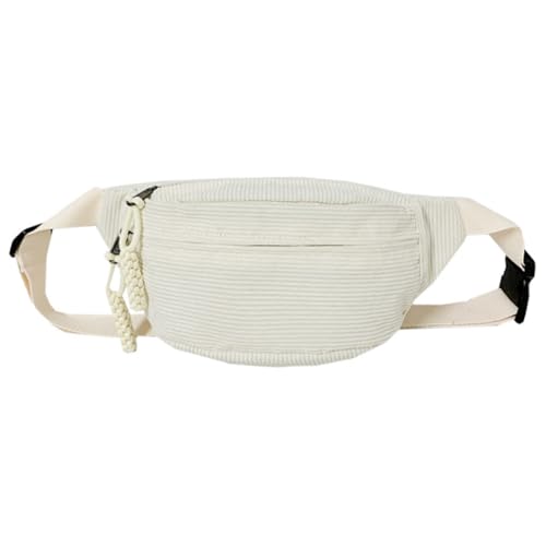 Fiorky Große Kapazität Cord-Brusttasche Damen Trendige Umhängetasche Einfarbige Umhängetasche Verstellbarer Riemen Multifunktions-Stilvolle Umhängetasche (Beige) von Fiorky