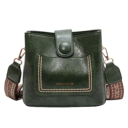 Fiorky Große Kapazität Frauen Freizeit Einkaufstasche Gedruckt Damen Casual Handtaschen Breite Riemen PU LederVerschleißfeste Tägliche Einkaufen Geldbörsen, grün, 19*11*17cm/7.48*4.33*6.69 inches von Fiorky