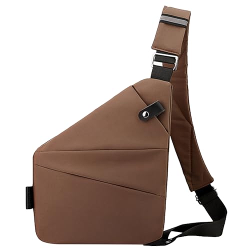 Fiorky Herrenmode-Brusttasche, multifunktionale Gürteltasche, Verstellbarer Riemen, einfache Umhängetasche, Anti-Diebstahl-Tasche, ergonomische Mini-Umhängetasche (Kaffee, rechte Schulter) von Fiorky