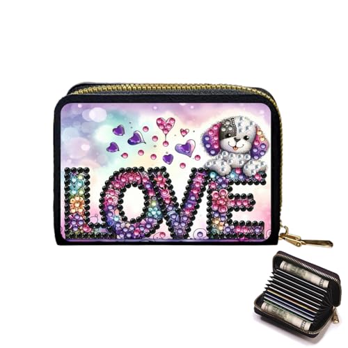 Fiorky Kreditkartenhalter DIY Diamond Malerei Kartenhalter Geldbörse mit Reißverschluss Diamant Malkartenhalter Münze Geldbörse for Erwachsene Frauen Handwerk von Fiorky