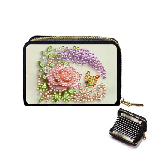 Fiorky Kreditkartenhalter DIY Diamond Malerei Kartenhalter Geldbörse mit Reißverschluss Diamant Malkartenhalter Münze Geldbörse for Erwachsene Frauen Handwerk von Fiorky