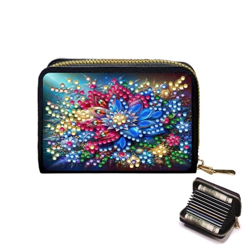 Fiorky Kreditkartenhalter DIY Diamond Malerei Kartenhalter Geldbörse mit Reißverschluss Diamant Malkartenhalter Münze Geldbörse for Erwachsene Frauen Handwerk von Fiorky