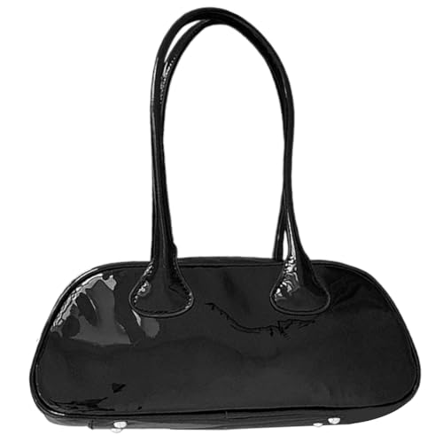 Fiorky Lackleder-Umhängetasche for Damen, elegante Tragetasche, kleine Handtasche mit Griff oben, minimalistische Clutch, Hobo-Tasche, Satchel von Fiorky