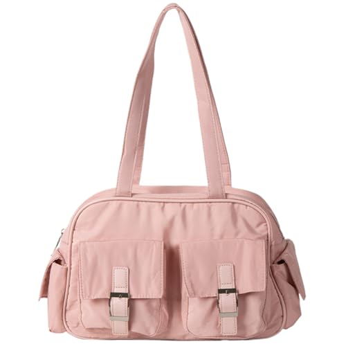 Fiorky Lässige Designer-Tragetasche, große Kapazität, Unterarmtasche, Nylon-Schulranzen-Geldbörse, mehrere Taschen for Damen, for College-Arbeit, Alltag (Rosa) von Fiorky