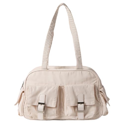 Fiorky Lässige Umhängetasche, großes Fassungsvermögen, modische Handtasche, Nylon-Unterarmtasche, mehrere Taschen for Damen, for College-Arbeit, Alltag (Beige) von Fiorky