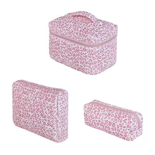 Fiorky Large Travel Gesteppte Make -up -Tasche for Frauen, Make -up -Beutel -Baumwoll Toilettenkoffer Ins Polka Dot gedruckte tragbare Stülle Hautpflege -Beutel Pendeldatum von Fiorky