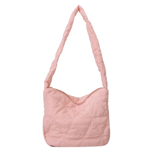 Fiorky Leichte Daunen-Unterarmtasche, vielseitige weiche Satchel-Tasche for Damen, gepolsterte Umhängetasche, lässige Slouchy-Reisetasche (Pink) von Fiorky