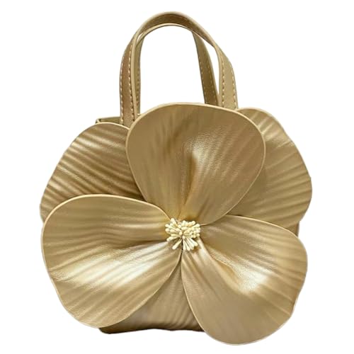 Fiorky Mini-Abendtasche mit Blumenmuster, PU-Leder, Blumen-Abend-Clutch, einfarbig, Designer-Handtasche for Damen, for Hochzeit, Party, Abschlussball (Gold) von Fiorky