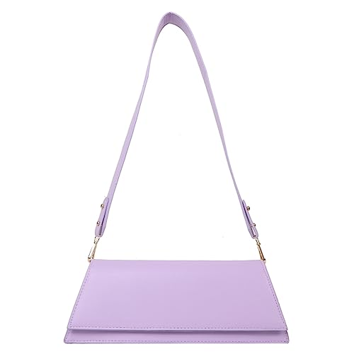 Fiorky Modische Damen-Schultertaschen, kleine Hobo-Handtaschen aus Leder, leicht, unter dem Arm, solide Tragetaschen, Clutch (lila) von Fiorky