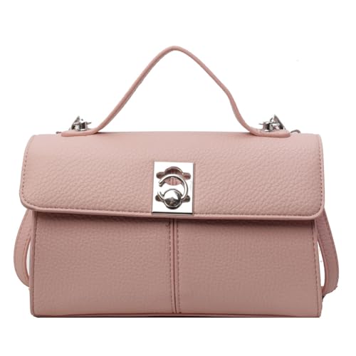 Fiorky Modische Damen-Umhängetasche, quadratische Umhängetasche, große Kapazität, PU, ​​einfache Messenger-Tasche, einfarbig, verstellbarer Riemen for Outdoor-Reisen (Rosa) von Fiorky