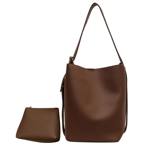 Fiorky Modische Einkaufstasche for Damen, großes Fassungsvermögen, lässige Beuteltasche, verstellbarer Riemen, einfarbig, einfache Tasche mit passendem Clutch-Set von Fiorky