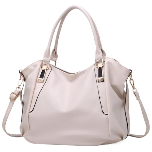 Fiorky Modische Pendeltasche for Damen, großes Fassungsvermögen, PU, ​​modische Umhängetasche, einfarbig, einfache Umhängetasche, verstellbarer Riemen for Party, Urlaub (Beige) von Fiorky