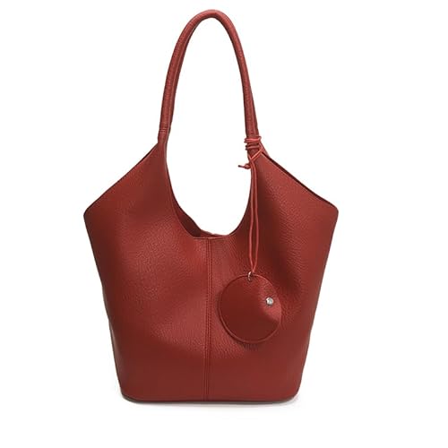 Fiorky PU Leder -Tasche Handtasche Litschi -Musterumhängetasche mit passender Geldbörse (rot) von Fiorky