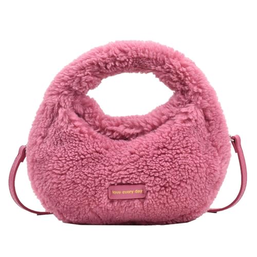 Fiorky Pelzige Umhängetasche for Damen, süße Kunstfell-Handtasche, lässige, flauschige Umhängetasche, vielseitige Winter-Shopper-Geldbörse (Pink) von Fiorky