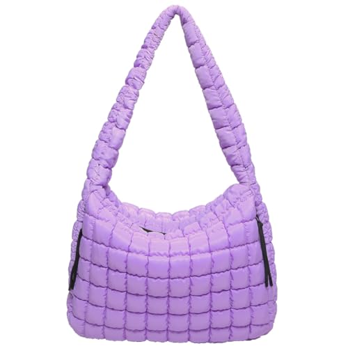 Fiorky Puffer-Umhängetasche for Damen, modische Luftpolstertasche, große Kapazität, bauschige Umhängetasche, einfarbig, Reißverschluss for Outdoor-Reisen (lila) von Fiorky