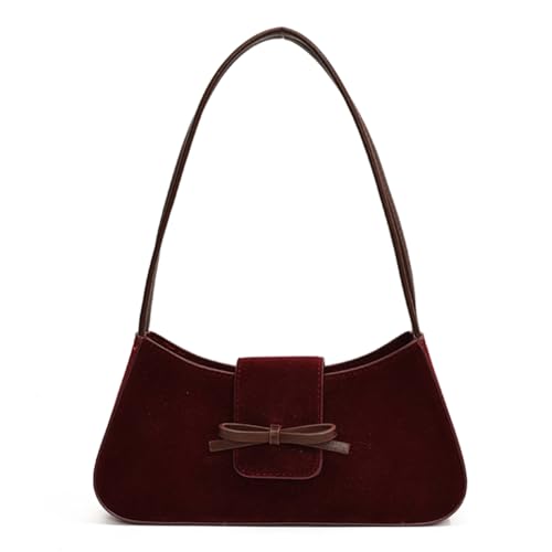 Fiorky Schleife Geldbörse for Damen mit Reißverschluss, Unterarmtasche, Wildleder, Trendige Handtasche, solide Clutch-Geldbörse for Geschäftsreisen von Fiorky