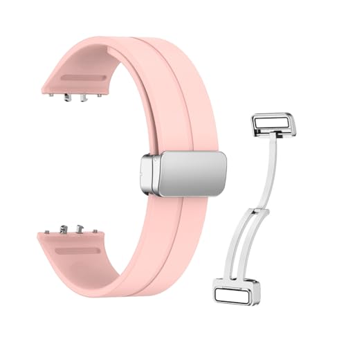 Fiorky Silikonarmband, verstellbares Sportarmband, magnetische Faltschnalle, schweißfest, Ersatz-Sportuhrenarmbänder, Schnellverschluss, bequem, for Fit 3 Armband (Rosa) von Fiorky