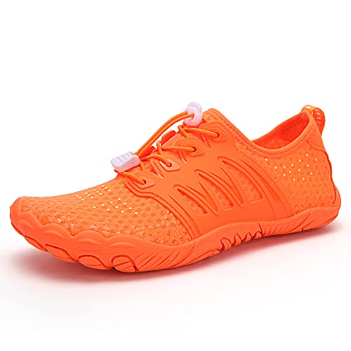 Fiorky Sportschuhe, atmungsaktiv, for Herren und Damen, rutschfest, elastisches Band, weiche Sohle for Workout, Turnschuhe, Fitness-Schuhe (Orange 45) von Fiorky