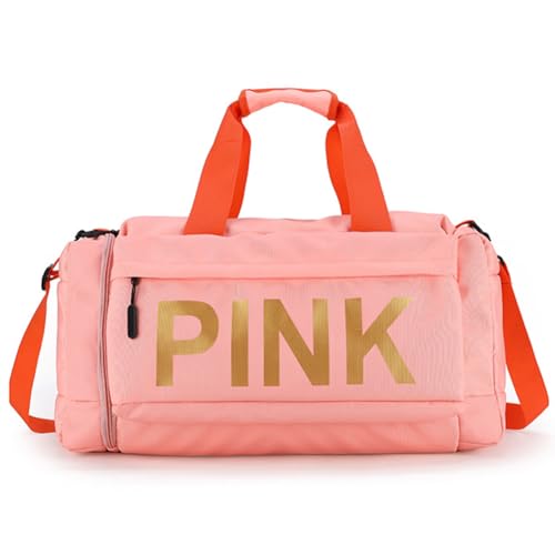 Fiorky Sporttasche mit Schuhfach und verstellbarem Riemen, Reisetasche, Handgepäck, Weekender-Tasche for Damen und Herren, for Reisen, Workout, Sport (Pink) von Fiorky