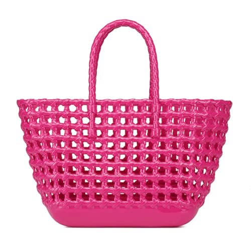 Fiorky Strand-Mesh-Einkaufstasche, Damen-Mesh-Tasche mit Henkel, große Kapazität, PVC-Einkaufstasche, einfarbig, Reisetasche,Handtasche,ausgehöhlt,Sommer-Mesh, hohle Umhängetasche für Urlaub von Fiorky