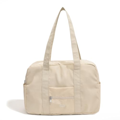 Fiorky Unisex Einfache Umhängetasche, Oxford-Stoff, Reise-Handgepäck-Handtasche, mehrere Taschen, leichte Tragetasche, Outdoor-Kurztrip-Tasche (Beige) von Fiorky