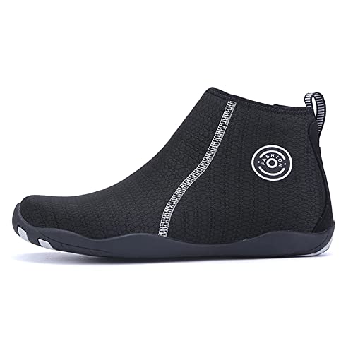 Fiorky Unisex-Surf-/Schwimmschuhe, rutschfeste Barfußschuhe, atmungsaktiv, schnell trocknend, elastischer Schnürsenkel mit Reißverschluss zum Waten am Strand (Schwarz 37) von Fiorky