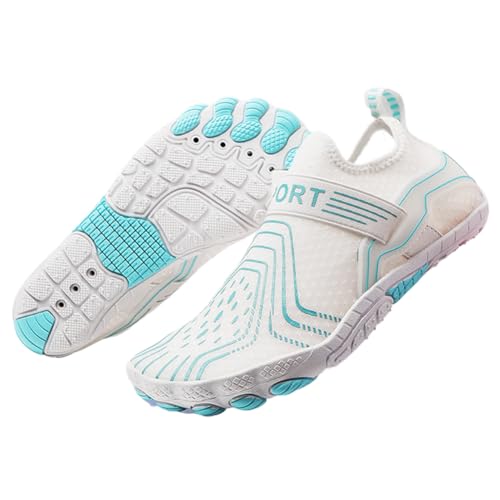 Fiorky Unisex-Wasserschuhe, leichte Aquaschuhe, schnell trocknend, Barfuß-Strandschuhe, rutschfeste Lauf-Sneaker, atmungsaktiv, for Wassersport (weiß 45) von Fiorky