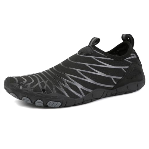 Fiorky Wasserschuhe, leichte Aquaschuhe, schnell trocknend, Barfuß-Strandschuhe, rutschfest, Watschuhe, atmungsaktiv, for Strand im Freien (Schwarz 37) von Fiorky