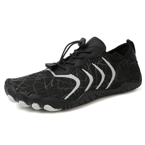 Fiorky Wasserschuhe, rutschfest, Barfuß-Strandschuhe, atmungsaktiv, weich, Tauchsneaker, schnell trocknend, lässig, Watschuhe for Wassersport (Schwarz 42) von Fiorky