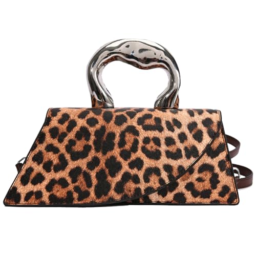 Fiorky Y2k PU Satchel Hobo Bag Vielseitige Leder Umhängetasche Crossbody Sling Bag Täglich Dating Tasche Frauen Leopard Print Tragetasche, coffee, 27*7*11 cm/10.63x2.76x4.33inch von Fiorky