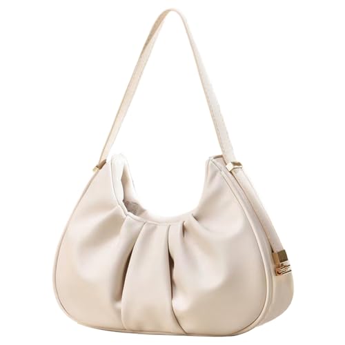 Fiorky gerüschte Hobo-Clutch-Geldbörse, PU-Leder, Wolken-Design, niedliche Tragetasche, einfarbig, kleine Geldbörse, Unterarmtasche for Damen und Mädchen (Beige) von Fiorky