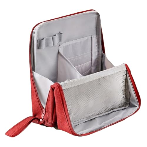 Fiorky stehende Make -up -Tasche mit Abteilen Offener Flachkreis -Tasche for Frauen (Weinrot) von Fiorky