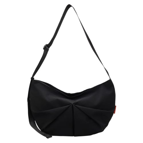 Frauen Leinwand Umhängetasche vielseitige Knödelbeutel Nylon -Reise -Achselhöhlen -Achselbeutel (schwarz) von Fiorky