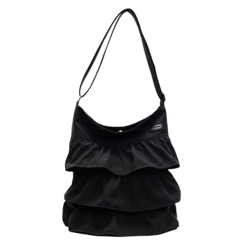 Frauen Saum gekräuselte Tasche große Kapazität Schulter Hobo -Handtaschen (schwarz) von Fiorky