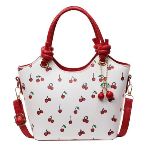 Lederschale Oberhandtasche Frauen Kirsch-Crossbody-Umhängetasche und Anhänger (rot) von Fiorky