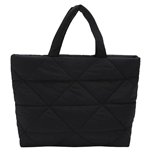 Modische Handtasche Herbst Winter Tragetaschen Baumwolle Gepolsterte Schulter Top Griff Taschen Große Kapazität Rhombus Muster Gesteppte Reise Geldbörse für Frauen Mädchen von Fiorky