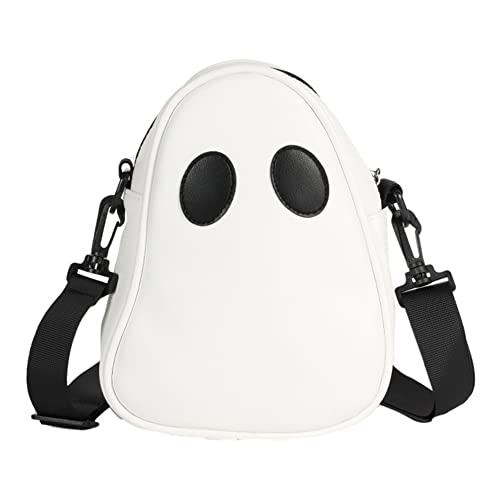 Modische Umhängetasche for Männer und Frauen, Halloween-Crossbody-Tasche, lustige Geister-Geldbörse, kleine tragbare Unisex-Schultertasche, Reißverschluss, Umhängetasche for tägliche Reisen, weiß von Fiorky